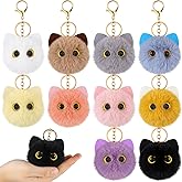 Nosiny 10 Pcs Cat Keychain Gifts for Cat Lovers Cute Cat Plush Backpack Charms Cute Cat Pom Pom Keychain Accessories for Handbags Backpacks and Wallets New Year Valentine's Day Gifts for Women