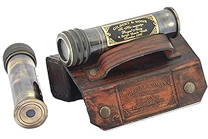 Royalmart Handicrafts Handmade Brass Kaleidoscope with Leather Box - Vintage Look - Antique Finish - Kaleidoscope for Kids Friends Family Children - 3D Mirror Lens (Black Finish)