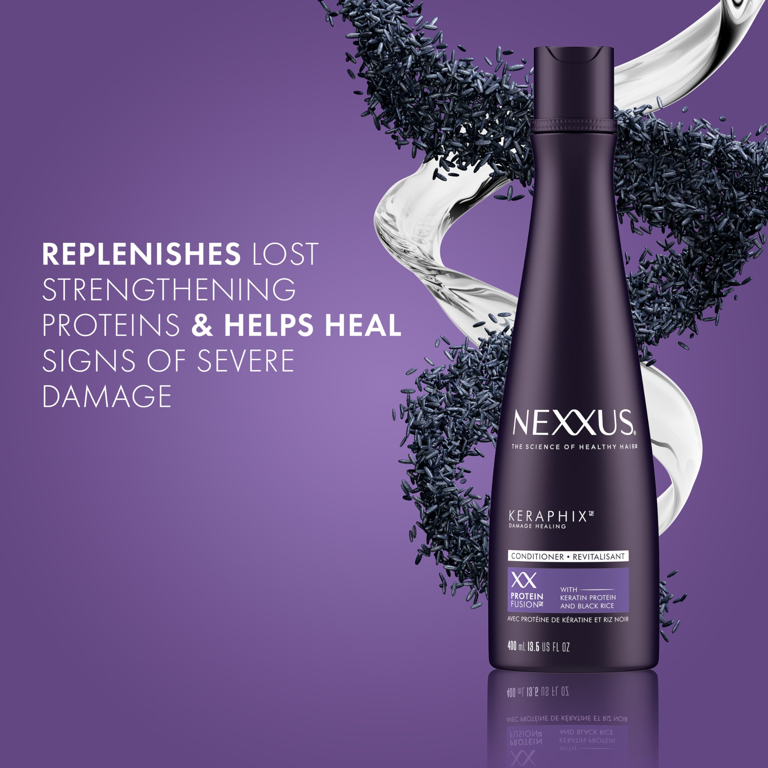 Nexxus Keraphix Conditioner Keraphix with ProteinFusion for Damaged Hair With Keratin Protein and Black Rice 13.5 oz