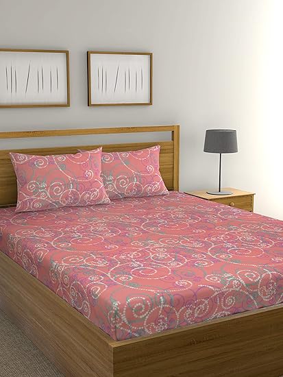 Raymond Home Exclusive 104 TC Cotton Double Bedsheet with 2 Pillow Covers - Multicolour