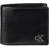 Calvin Klein Men's RFID Leather Minimalist Bifold Wallet with Multiple Card Slots and ID Window