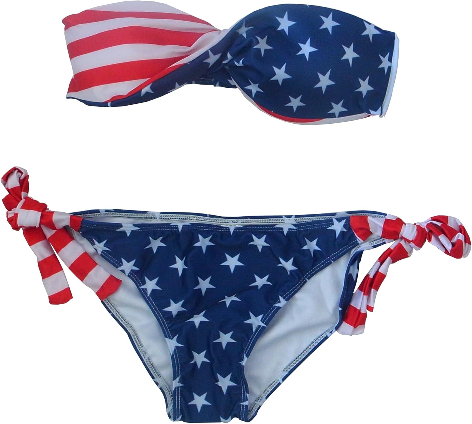 Sequin Bikinis AMERICAN FLAG BANDEAU USA BIKINI TWISTED TUBE PADDED