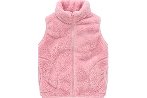AIWUHE Toddler Boys Girls Fleece Vest Kids Polar Fleece Zipper Jacket Sleevless Fall Winter Warm Outerwear With Pockets 2-6Y
