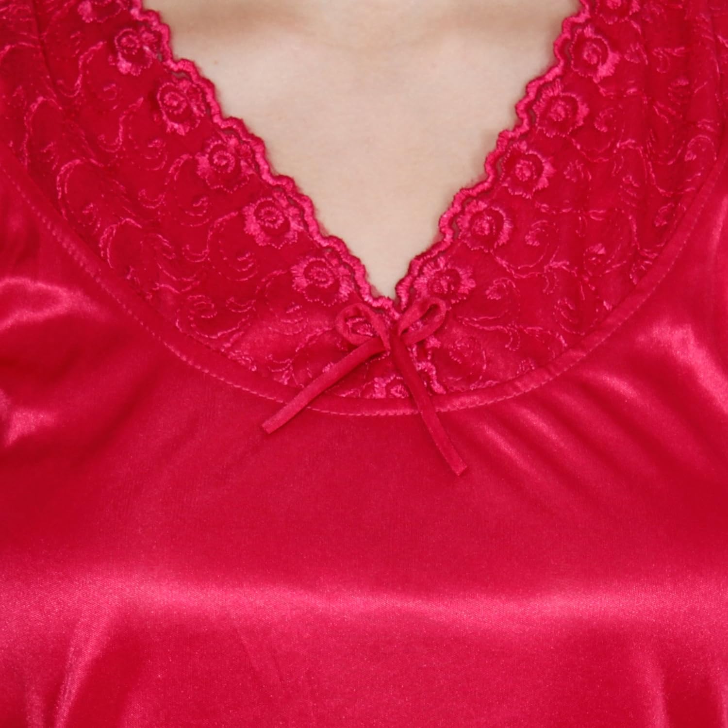 queen pretty women satin pyjama set - red