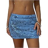 MakeMeChic Women's Sequin Mini Skirt Glitter Ruched Summer Vacation Party Concert Short Skirts