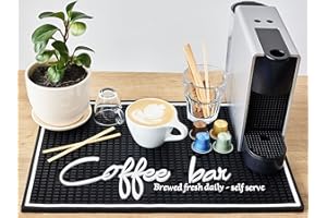 CALUVAR Ultimate Coffee Bar Mat for Countertop, Large 18x12 Coffee Mat, Kitchen Decor and Accessories Coffee Bar Sign, Durable Coffee Sign Kitchen Mat, Coffee Bar Accessories, Coffee Signs for Coffee Station