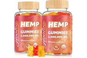 HOOLOO Hemp Gummies Extra Strength 2,000,000mg, Hemp Extract Sugar Free Gummy Bears Fruity, Made in USA