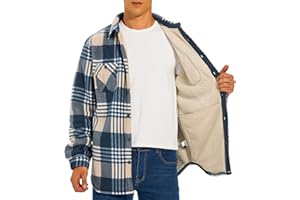 HODOSPORTS Mens Flannel Shirts Jacket Fleece Sherpa Lined Button Down Heavyweight Plaid Shirts Coat Long Sleeve with Pockets