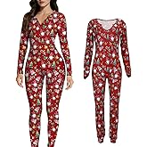 PUIWNON Pajama Onesie for Women Xmas Pjs Onesie Sleepwear Women Christmas Loungewear