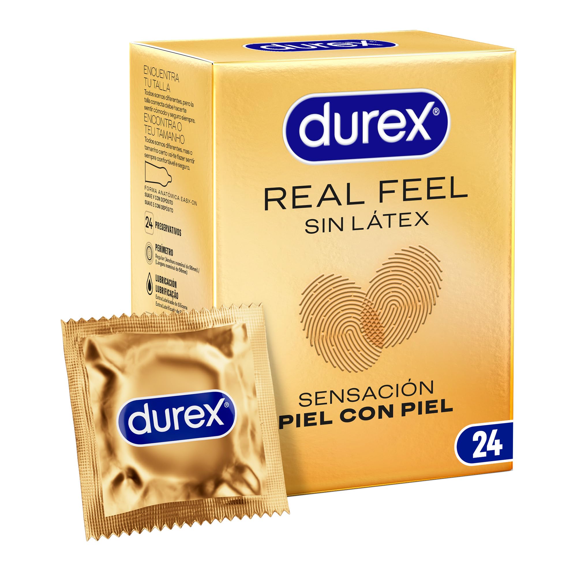 Durex Real Feel Condoms, Skin Feeling with Skin, Latex Free, 24 Condoms