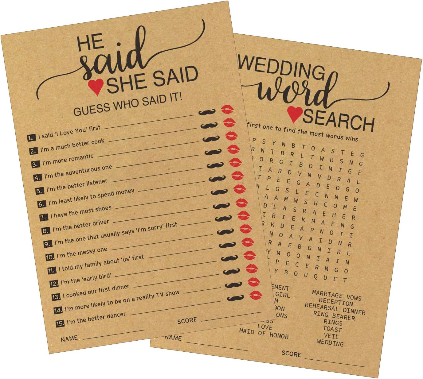 Download He Said She Said And Wedding Word Search Bridal Shower Games 50 Pack 2 Games In 1 Sheet Bride Or Groom Said It Engagement Bachelorette Fun