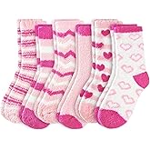 Xuyyicao 6 Pairs Womens Fuzzy Socks,Soft Warm Fluffy Slipper Socks,Pink Thick Sleep Socks for Adult,Valentine's Gifts,Winter