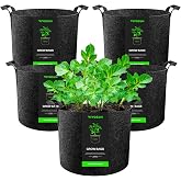 VIVOSUN 5-Pack 1 Gallon Plant Grow Bags Fabric Pots with Handles | 300G Thickened Nonwoven Fabric, Excellent Drainage, Healthy Root Growth, BPA-Free, Reusable