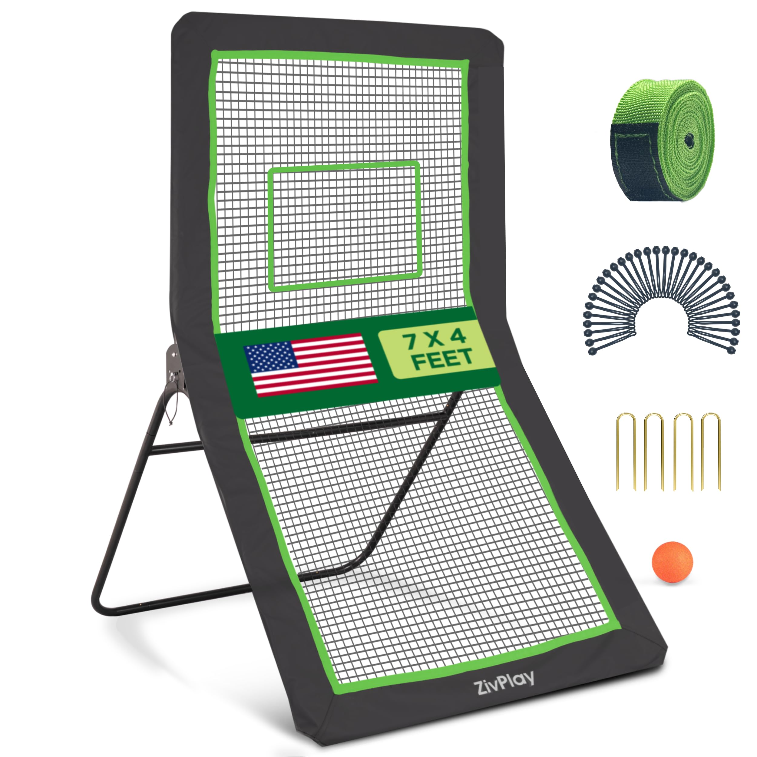 Photo 1 of Lacrosse Rebounder for Backyard Lacrosse Bounce Back Net Volleyball Rebounder Net for Lax and Volleyball Practice Five Rebound Angles Includes Ball 7x4 ft