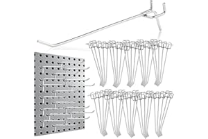 MAQIHAN 50Pcs Pegboard Hooks for 1/4'' Boards - 6inch Metal Peg Boards Hooks Heavy Duty Peg Board Display Slat Wall Panel Hoo