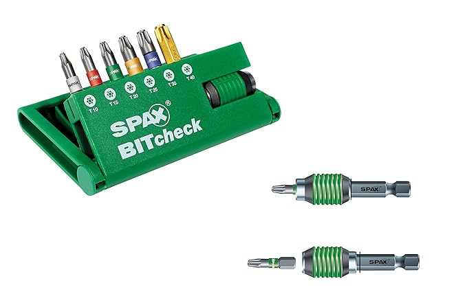 SPAX BITcheck, 7-teilig, 6 BITs T-STAR plus: T10, T15, T20, T25, T30,T40, und 1 Rapidaptor BIT-Halter, 5000009181309
