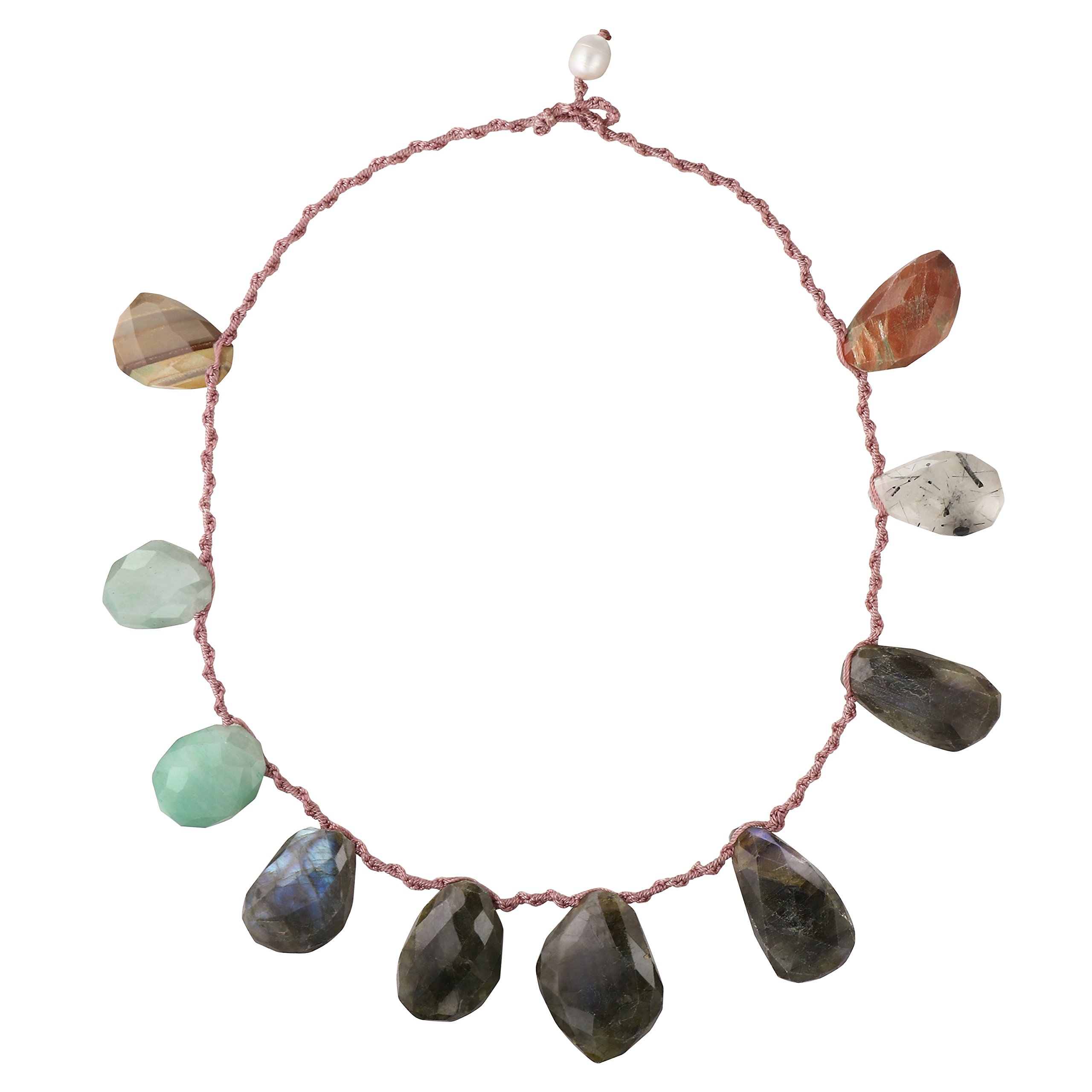 Franki Baker Labradorite, Jasper, Rutile Quartz, Multi Gemstone Chunky Statement Necklace