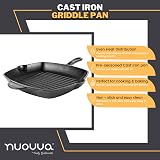 nuovva Pre Seasoned Cast Iron Griddle Pan Square 28cm Enamelled Grill view 4