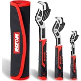 Rizom Pipe Wrench Set, 6&rdquo; 8&rdquo; 10&rdquo; Self Adjusting Wrench, Plumbers Wrench with Self Tightening Function for 9/32&rdquo;-1 3/8&rdquo; (7-35mm) Pipe Fittings and Nuts