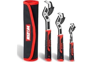 Rizom - 6" 8" 10" Pipe Wrench Set Self-Adjusting Wrench Plumber Wrench with Self-Tightening Function for 9/32" to 1 3/8" Pipe