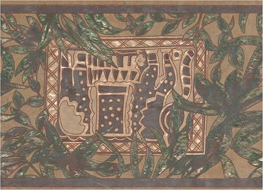 Amazon Com Wall Border Dark Green Brown Abstract Wallpaper Border Retro Design Prepasted Roll 15 Ft X 8 In Kitchen Dining