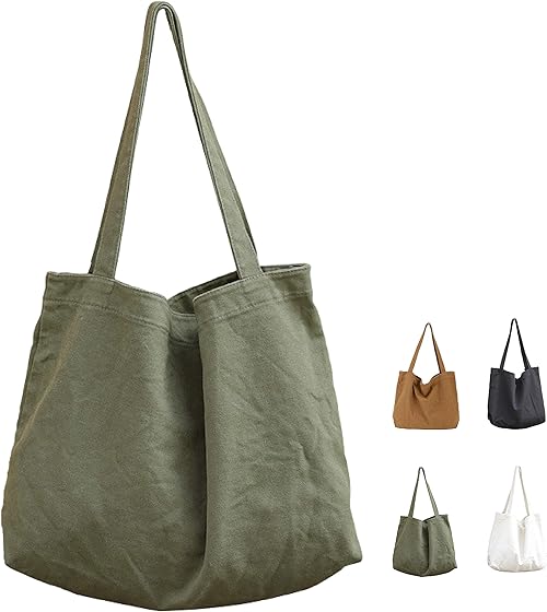 Amazon トート バッグ メンズ レディース エコバッグ 大 無地 ショルダーバッグ 通勤 通学 大容量 ポケット Eguoer エコ バッグ 買い物バッグ