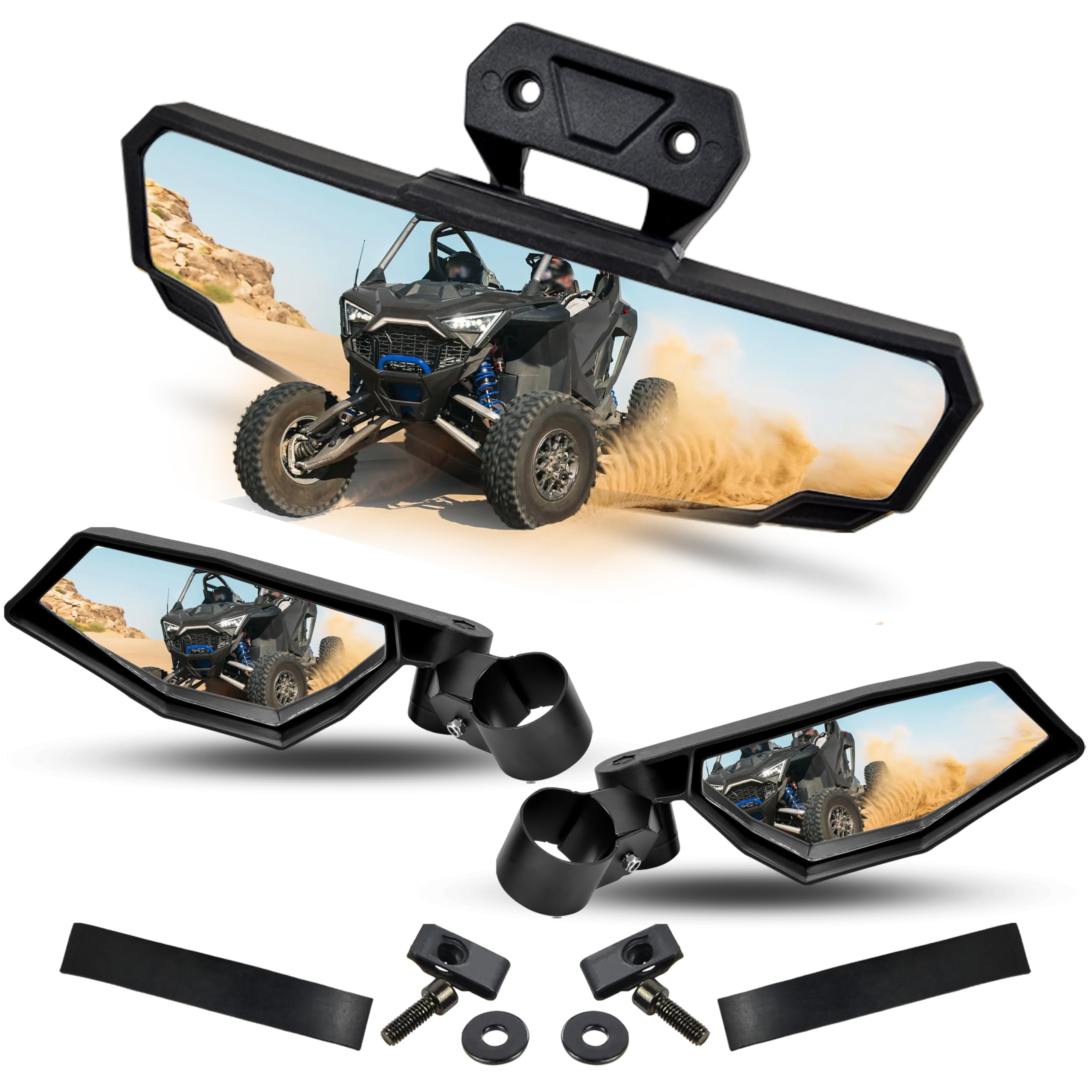 Photo 1 of SAUTVS Premium Center Convex Rearview Mirror and Adjustable Folding Side Rear View Mirrors Kit for Polaris RZR PRO XP XP4/RZR PRO R/RZR Turbo R R4/RZR PRO S S4 2020-2025 (Replace #2883762, #2883763)