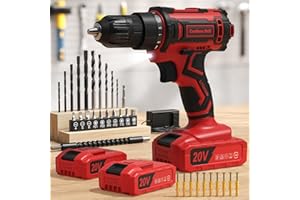 VIWKO Cordless Drill, 20V Power Drill, Double 2000mAh Batteries Electric Drills, Cordless Drills with Battery and Charger, 3/8" Keyless Chuck Battery Screwdriver with 25+1 Max 370 In-lb Torque, 42Pcs Bits