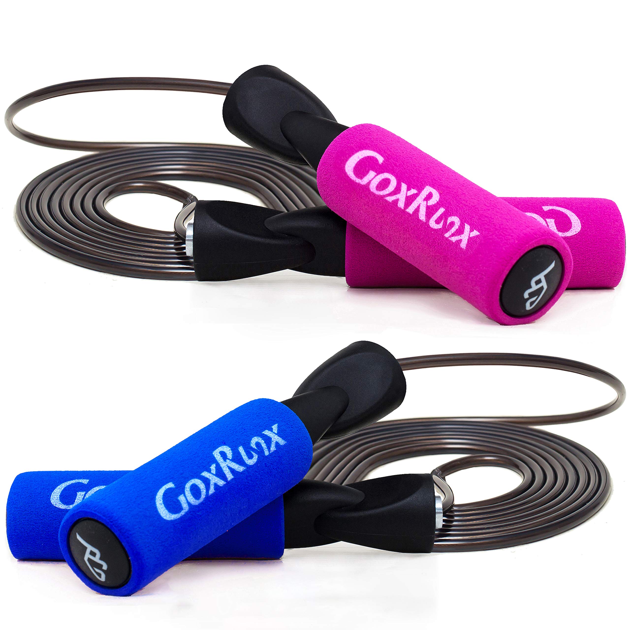 2 Pack Jump Rope Steel Wire Adjustable Jump Ropes with Anti-Slip Handles for Workout Fitness Exercise,Skipping Rope Speed Rope Crossfit for Kids, Women, Men All Heights and Skill Levels