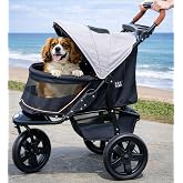 Pet Gear No-Zip AT3 Pet Stroller for Cats/Dogs, Sea Salt | Zipperless Entry, Easy One-Hand Fold, Jogging Tires, Removable Liner, Cup Holder + Storage Basket