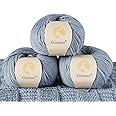 Gisimo 100% Merino Wool Yarn, 6-Ply Luxurious and Soft Yarn for Hand Knitting & Crocheting, 1.76 OZ/50g, 127 yds/116 Meters (Morandi Blue, 3 Balls)