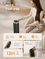 Dreo 16 Inch Electric Heater 2000W 70° Oscillation Quiet 34dB Energy Efficient view 7