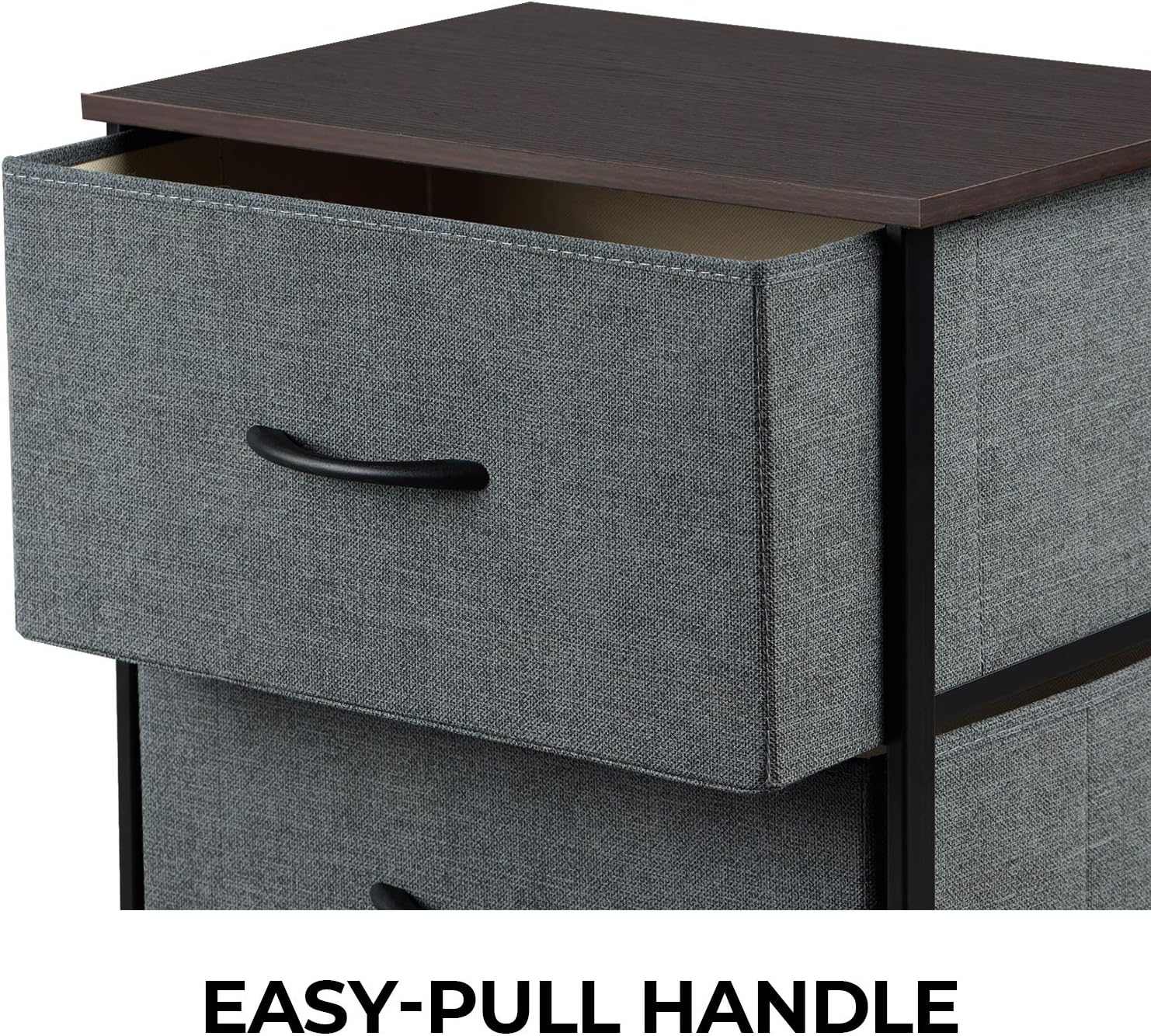 WLIVE Nightstand with 2 Fabric Drawers，Bedside Furniture & End Table Dresser for Bedroom, Living Room, Steel Frame, Wood Top, Easy Pull Handle -