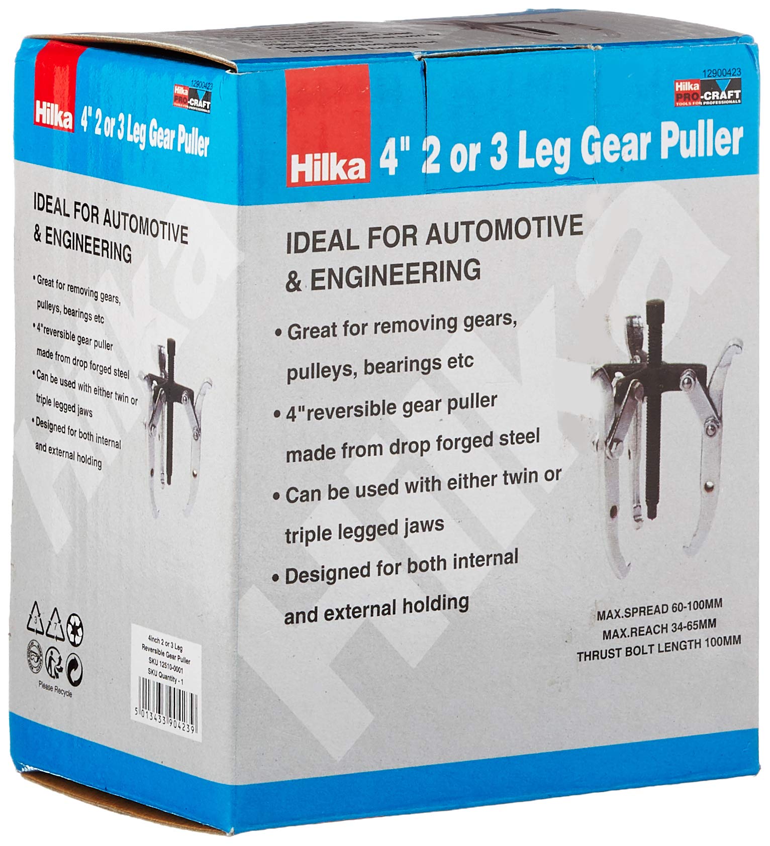 Hilka 12900423 4-Inch Leg Reversible Gear Puller