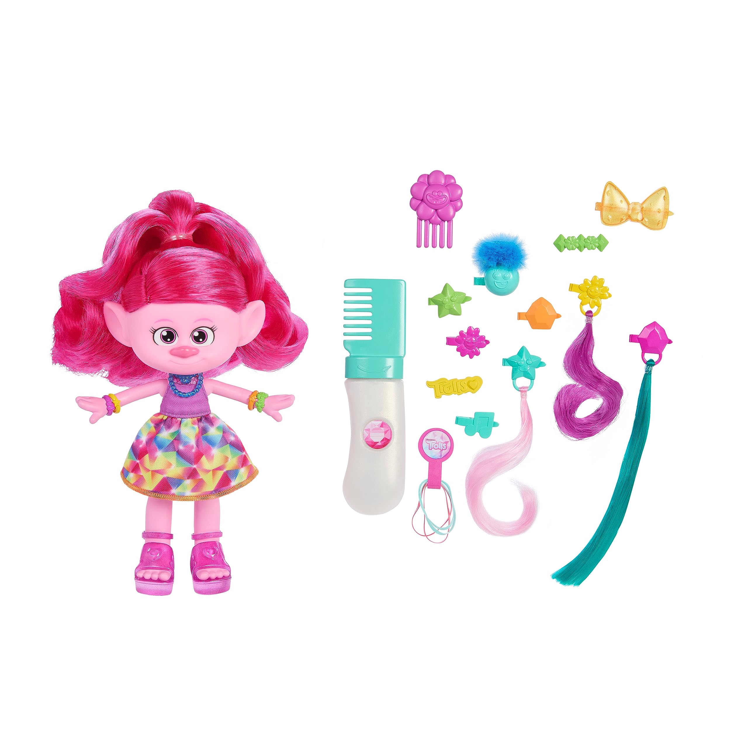 ​DreamWorks Trolls Band Together Doll & 15+ Accessories, Hair-tastic Queen Poppy Fashion Doll with Glitter Comb, HNF25
