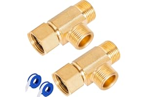 Breezliy Lead-Free Brass Angle Stop Add-A-Tee Valve,3/8-Inch Compression Inlet X 3/8-Inch Com Outlet X 3/8-Inch Compression Outlet 2 Pack