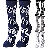 Vicenpal 4 Pairs Music Socks Gifts for Men Funny Unisex Music Notes Dress Socks Novelty Valentine's Day Birthday Gifts for Musicians Teachers Men Women