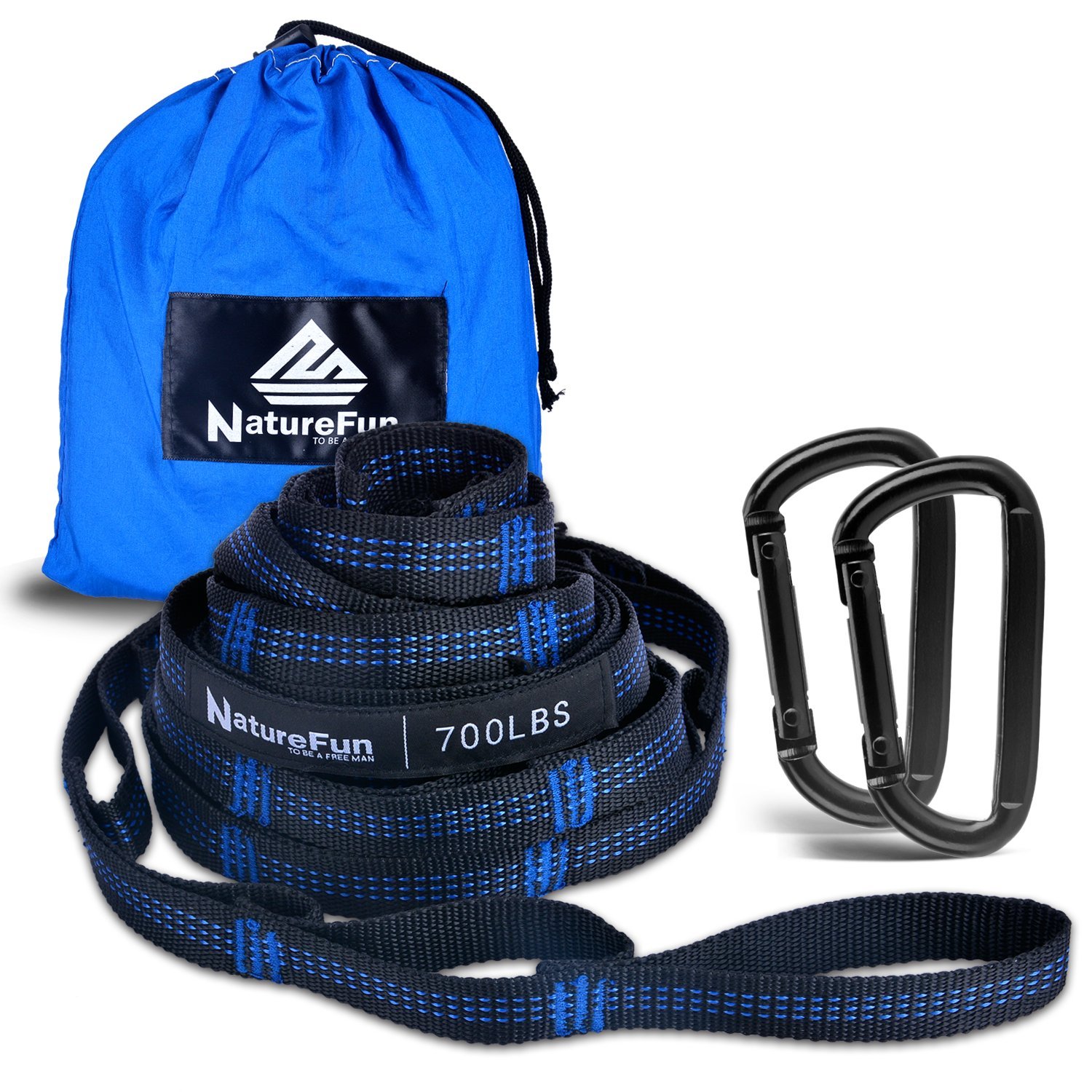 NATUREFUN Camping Hammock Accessories Suspension System Hammock Tree Straps 2000+ lbs Heavy Duty With 18 Loops,100% No-Stretch Polyester,2 Pack