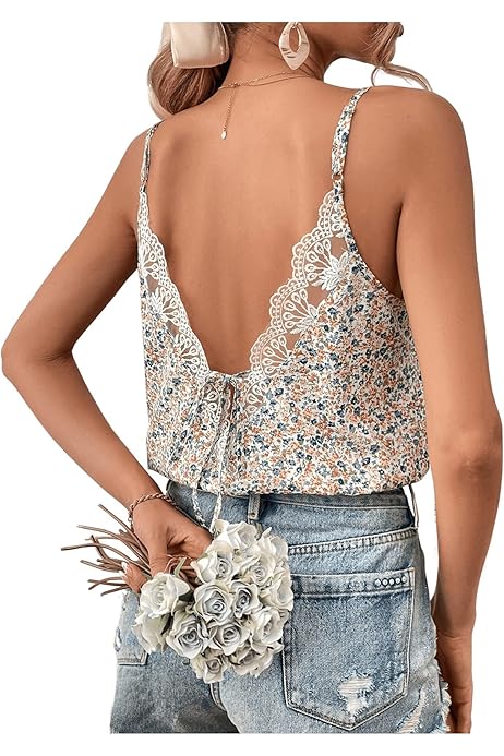 Tops For Teens MakeMeChic Women's Twist Front Halter Top - Tie Back  Sleeveless Y2K Tank, For Party, Club, Going Out Slim Fit Camisole