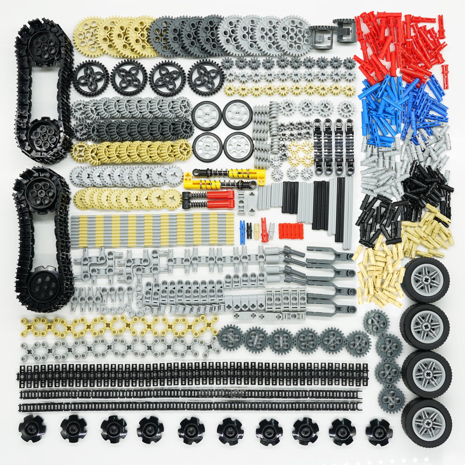 BroTex Technical Spare Parts for Cars, Gears, Axles - Wheels, Connectors, Building Blocks Accessories Sets, Chain Link Pins, Connectors Bricks Shock Absorbers, MOC Technical Lot, Bulk Toys