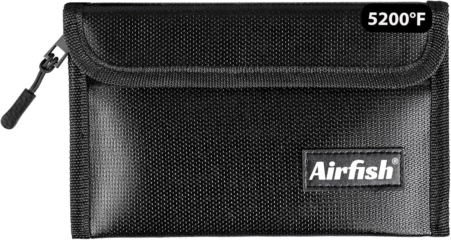 Fireproof Bag: 8" x 5", Black, 1pcs, 1x Wallet, Black