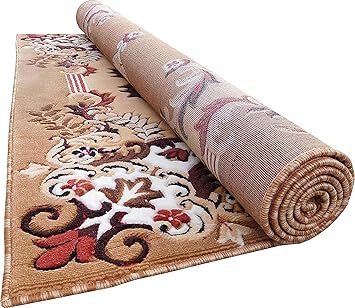 Paradise Carpet Creation Floral Persian Carpet (Golden, Acrylic, 5 X 7 Feet)