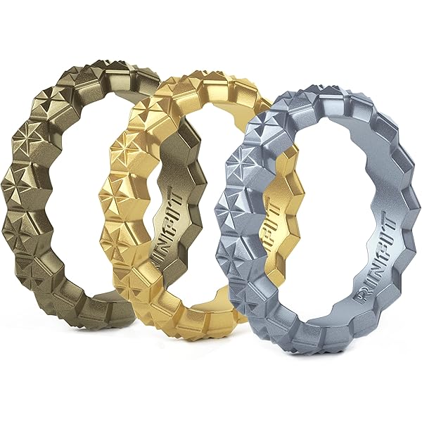 ThunderFit Womens Triangle Diamond Stackable Rings - Thin Silicone Wedding Rings - 2.5mm Wide - View #8