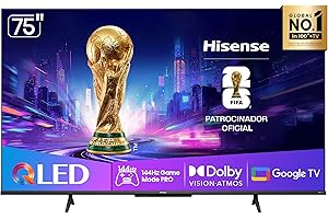 Hisense Smart TV UHD 4K QLED 75" Polegadas 75Q7QG Google TV Modo Jogo Pro 144 Hz, AMD FreeSync Premium, Dolby Vision Atmos e Compatível com Alexa