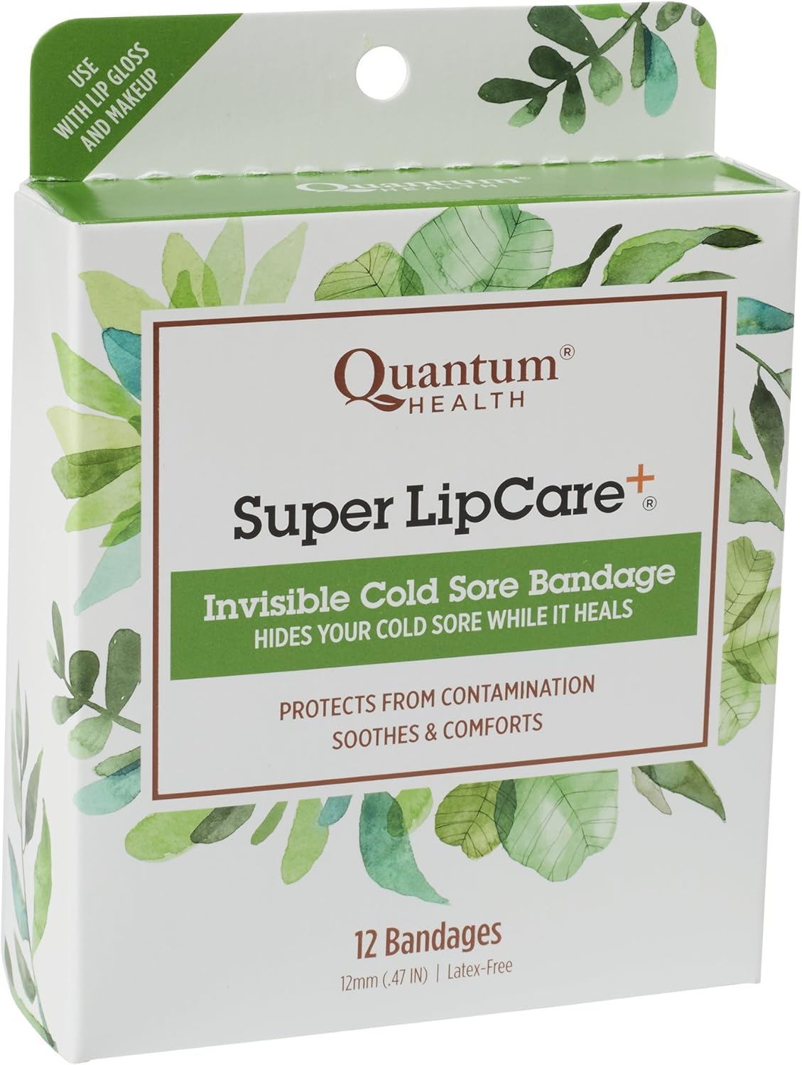 Quantum Health Super LipCare+ Invisible Cold Sore/Fever Blister Bandages - Soothes and Protects, Helps Prevent Contamination and Hide Sores, 12 Ct: Health & Personal Care