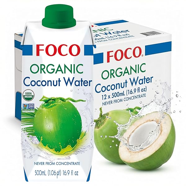 FOCO UHT ORGANIC COCONUT WATER 16.9 FL OZ,...