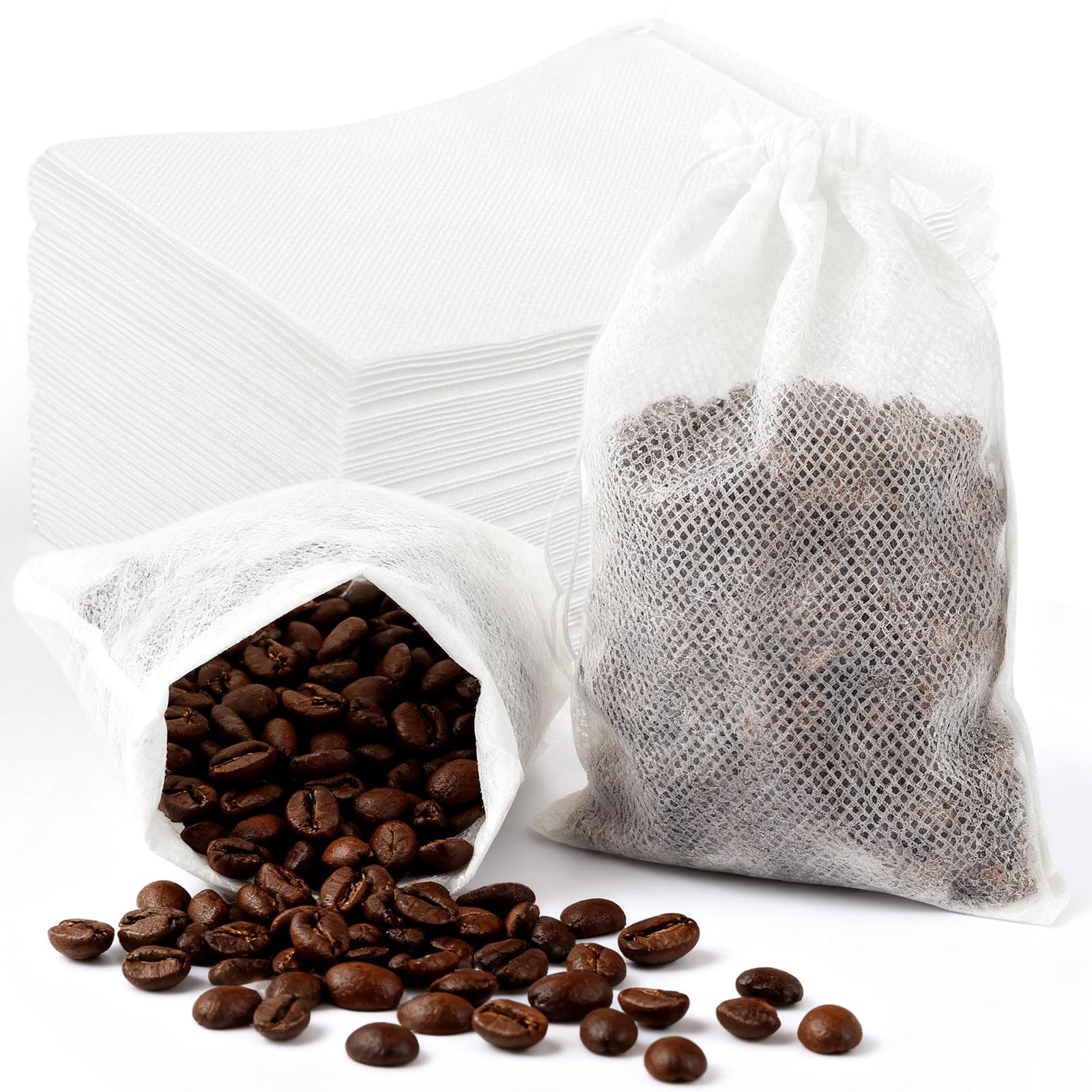 TamBee 200Pcs Disposable Drawstring Tea infusers Tea Filter Bags for Loose Tea Herbs Spice Bouquet Garni Potpourri Bags (200, 15 x 20cm/5.9" x 7.87")