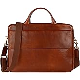 Time Resistance Leather Briefcase - Italian Handmade Leather Laptop Bag - Handbag for Men - Professional Computer Case