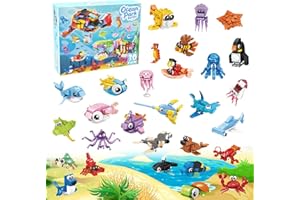 30 Packs Ocean Party Favors for Kids 895 PCS Mini Marine Animals Building Blocks for Goodie Bag Stuffers, Bulk Classroom Priz