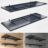 YIFRO 2-Pack 1.5x4ft Heavy Duty Garage Wall Shelving, 500 lbs Load Capacity, Garage Shelving Wall Mounted, Garage Storage Rack with Hooks, Black